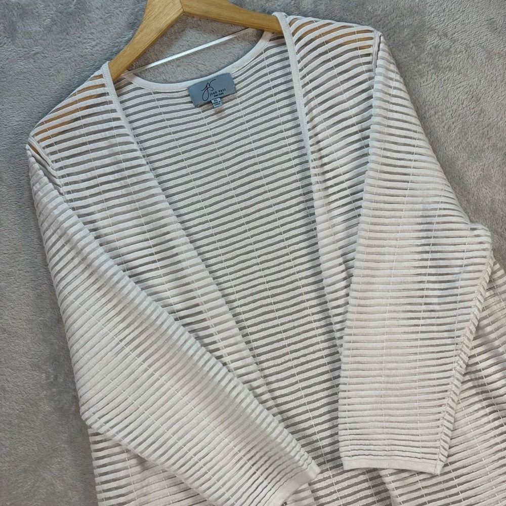 Joan Vass New York Women's Sheer Knit Open Front Cardigan‎ Duster Size XL